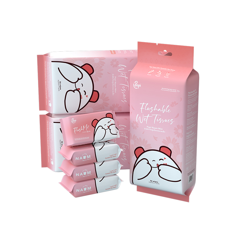 Pequeno pacote de mini toalhetes macios, sem perfume e não pegajosos